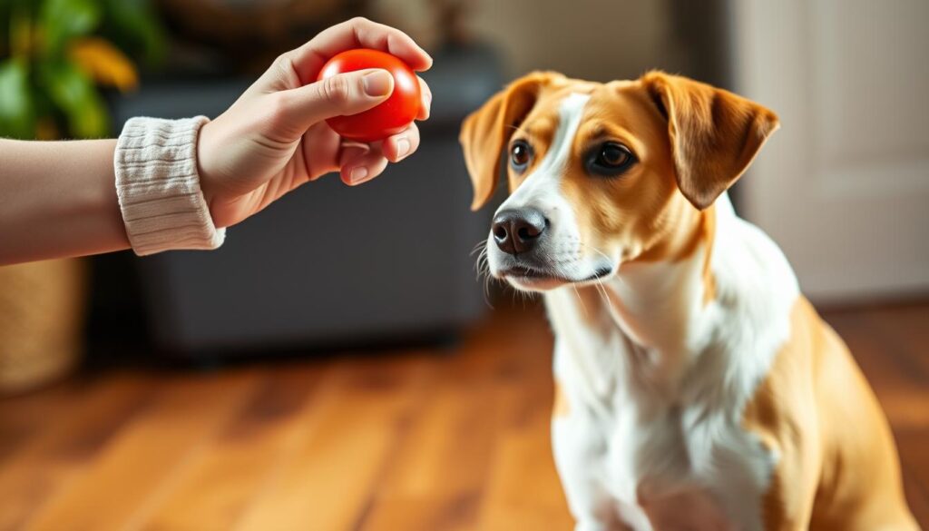 A person holding a ripe, red tomato and gently offering it to a curious, well-behaved dog sitting attentively. The scene is captured in a warm, natural lighting, highlighting the vibrant colors and the gentle interaction between the human and the canine. The background is slightly blurred, drawing the viewer's focus to the central subjects. The image conveys a sense of care, trust, and the safe, responsible way of introducing a new food item to a pet. A person holding a ripe, red tomato and gently offering it to a curious, well-behaved dog sitting attentively. The scene is captured in a warm, natural lighting, highlighting the vibrant colors and the gentle interaction between the human and the canine. The background is slightly blurred, drawing the viewer's focus to the central subjects. The image conveys a sense of care, trust, and the safe, responsible way of introducing a new food item to a pet.