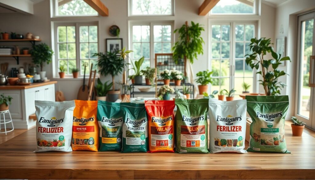 A well-lit, contemporary home interior with an open, airy layout. In the foreground, a large wooden table displays an assortment of different fertilizer bags, their labels showcasing a range of prices. The middle ground features a carefully curated display of gardening tools, potted plants, and other gardening accessories, creating a harmonious and visually appealing scene. The background depicts a large window overlooking a lush, green outdoor landscape, bathed in soft, natural lighting. The overall atmosphere is one of practicality and attention to detail, conveying the idea of making informed decisions when purchasing fertilizers. A well-lit, contemporary home interior with an open, airy layout. In the foreground, a large wooden table displays an assortment of different fertilizer bags, their labels showcasing a range of prices. The middle ground features a carefully curated display of gardening tools, potted plants, and other gardening accessories, creating a harmonious and visually appealing scene. The background depicts a large window overlooking a lush, green outdoor landscape, bathed in soft, natural lighting. The overall atmosphere is one of practicality and attention to detail, conveying the idea of making informed decisions when purchasing fertilizers.